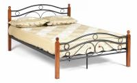 Кровать AT-803 Wood slat base дерево гевея/металл, 140*200 см (Double bed), красный дуб/черный
