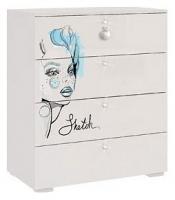 Гламур Комод белый/белый глянец фото Гламур Комод белый/белый глянец. Фото №1