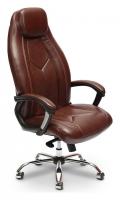 Компьютерное кресло BOSS люкс (хром) кож/зам, коричневый/коричневый перфорированный, 2 TONE/2 TONE /06 (id:  )