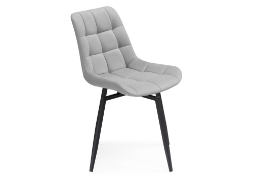 Стул на металлокаркасе Челси крутящийся велюр светло-серый / черный. Фото №4