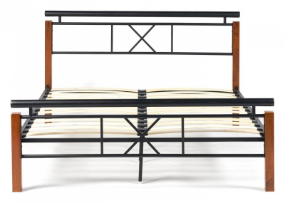 Кровать EUNIS (AT-9220) Wood slat base дерево гевея/металл, 160*200 см (Queen bed), красный дуб/черный фото Кровать EUNIS (AT-9220) Wood slat base дерево гевея/металл, 160*200 см (Queen bed), красный дуб/черный. Фото №2