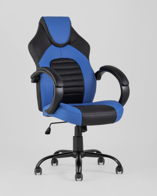 Кресло игровое TopChairs Racer Midi черно-синее фото Кресло игровое TopChairs Racer Midi черно-синее. Фото №3