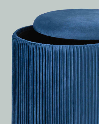 Пуф Шарлотта с ящиком велюр синий. Фото №5