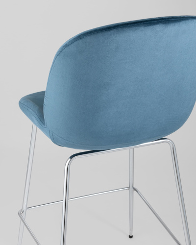 Стул полубарный Beetle со спинкой маренго хромированные ножки. Фото №9