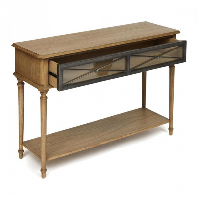 Консоль Secret De Maison AURORA ( mod. TAB 18-18) красное дерево/металл, 117х40х80см, античный дуб, ткань кремовая. Фото №2