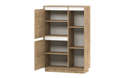 Virginia НМ 011.85 Шкаф комбинированный Левый, Белый Скандинавский/Дуб Бунратти. Фото