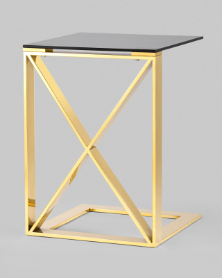 Журнальный стол 40*40 КРОСС золото стекло smoke. Фото