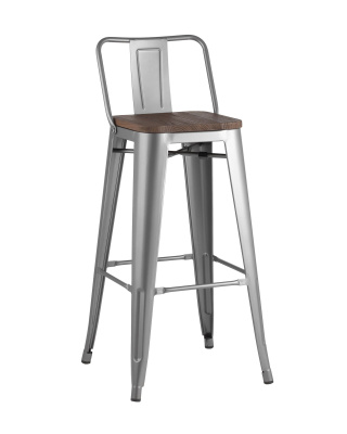 Стул барный TOLIX WOOD со спинкой серебристый матовый фото Стул барный TOLIX WOOD со спинкой серебристый матовый. Фото №2