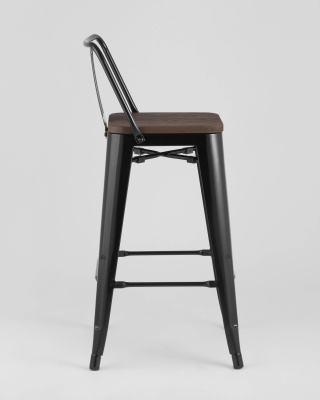 Стул полубарный TOLIX WOOD со спинкой черный глянцевый. Фото №5