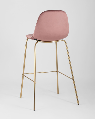 Стул барный Валенсия велюр пыльно-розовый золотые ножки. Фото №7