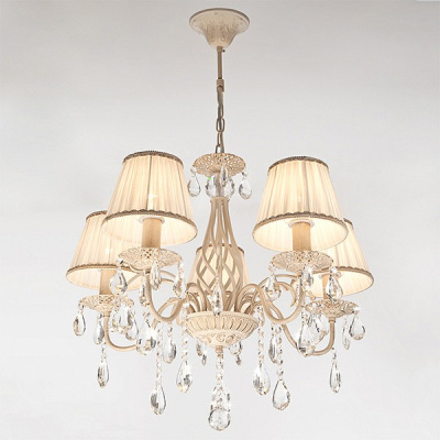 Подвесная люстра Eurosvet Amelia 10054/5 белый с золотом/прозрачный хрусталь Strotskis фото Подвесная люстра Eurosvet Amelia 10054/5 белый с золотом/прозрачный хрусталь Strotskis. Фото №2