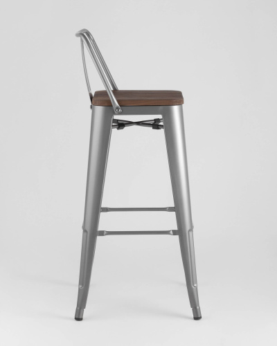 Стул барный TOLIX WOOD со спинкой серебристый матовый. Фото №5