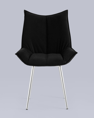 Стул Осло велюр черный ножки хромированные фото Стул Осло велюр черный ножки хромированные. Фото №5