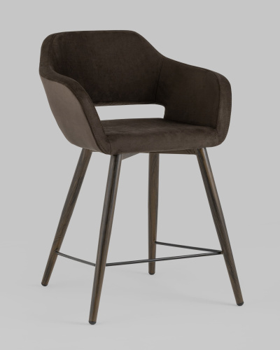 Стул полубарный Саймон велюр тёмно-коричневый. Фото №3