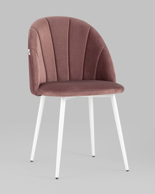 Стул Логан велюр пыльно-розовый белые ножки. Фото