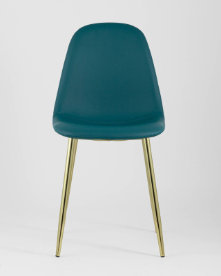 Стул Валенсия экокожа темно-зеленая золотые ножки. Фото №4