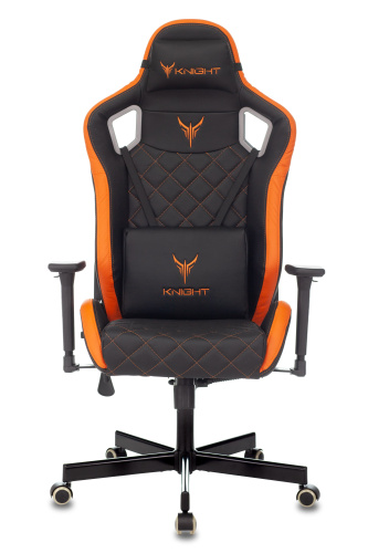 Кресло игровое Knight OUTRIDER черный/оранжевый ромбик эко.кожа с подголов. крестовина металл. Фото №5
