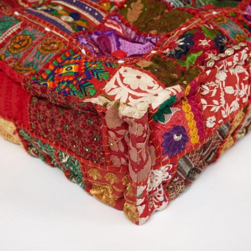 Модуль мягкий Secret De Maison GIPSY (mod. 10206) cotton patchwork, 80х80х20см, этнический красный. Фото №2