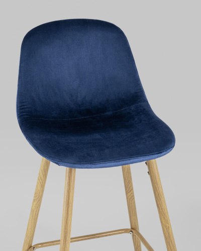 Стул барный Валенсия велюр синий ножки цвет дерево. Фото №9