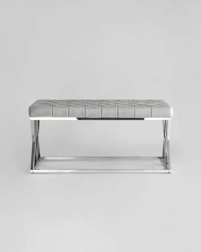 Банкетка ИНСИГНИЯ велюр серый сталь серебро. Фото №4