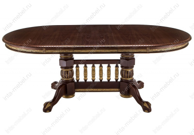 Стол деревянный Кантри орех с золотой патиной. Фото