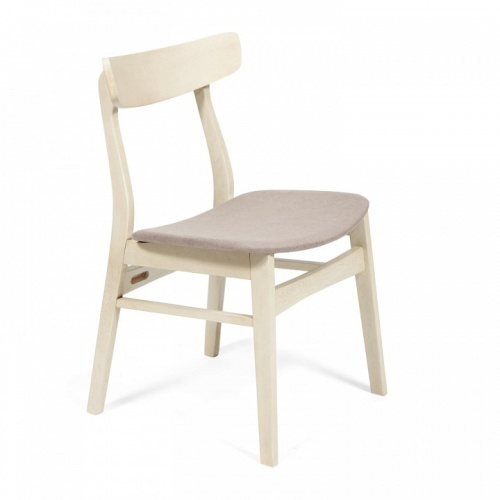 CT 8804 Стул Rabat с мягким сиденьем дерево гевея, 52,5*46,5*78см, античный белый, ткань бежевая (FG22616-16) (поставляется по 4 шт). Фото №2