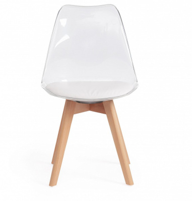 Стул Secret De Maison TULIP  (mod. 73) / 1 шт. в упаковке дерево/пластик/ПУ, 53 х 49 х 83 см , прозрачный/Transparent, подушка белая/Cushion фото Стул Secret De Maison TULIP  (mod. 73) / 1 шт. в упаковке дерево/пластик/ПУ, 53 х 49 х 83 см , прозрачный/Transparent, подушка белая/Cushion. Фото №2