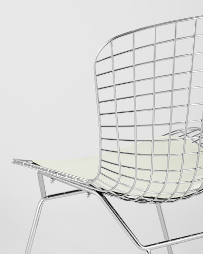 Стул обеденный Bertoia хромированный с белой подушкой. Фото №8