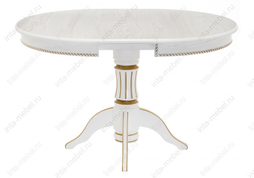 Стол деревянный Павия 130 молочный с золотой патиной. Фото №3