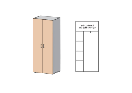 Гардероб гл. 422мм с задней стенкой ДВП 3мм, широкий Европа Лайт. Фото №1