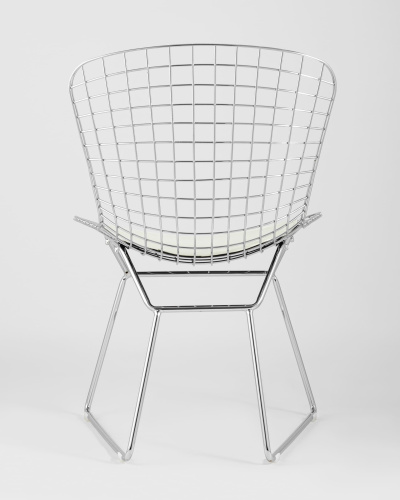Стул обеденный Bertoia хромированный с белой подушкой. Фото №6