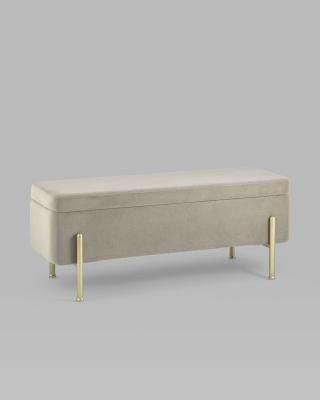 Банкетка Болейн с ящиком велюр бежевый. Фото №3