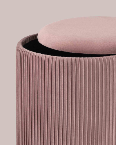 Пуф Шарлотта с ящиком велюр розовый. Фото №5