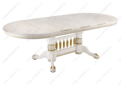 Стол деревянный Кантри молочный с золотой патиной. Фото №3