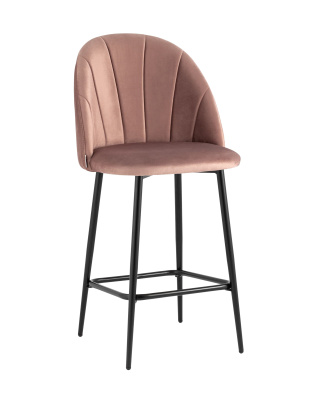 Стул полубарный Логан велюр пыльно-розовый. Фото